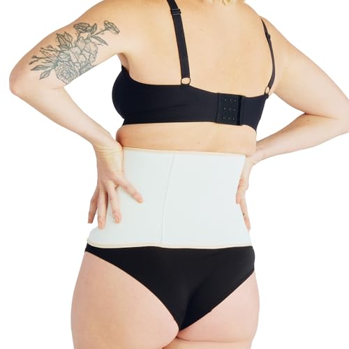 Belly Bandit BFF Postpartum Belly Wrap, Adjustable Abdominal Wrap | Post Pregnancy Recovery, Corset-Inspired Design for Waist, Core, and Back Support for C-Section or Natural Birth - color: Cream, size: Medium