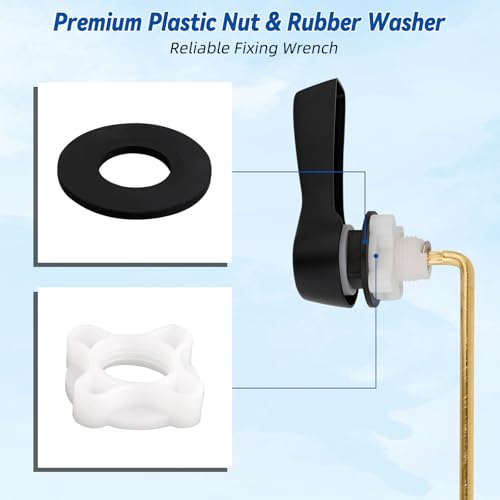 Hibbent Universal Front Mount Metal Toilet Handle Replacement Kit, Brass Toilet Tank Flush Lever with Stainless Steel Adjustable Flapper Chains for Most Toilets, Matte Black - color: Matte Black, style: Front Mount