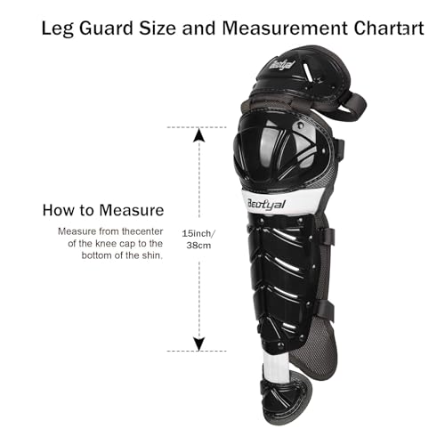 Baseball Softball Catcher Leg Guards Shin Guards for Youth Adult - size: 15"-Adult Black