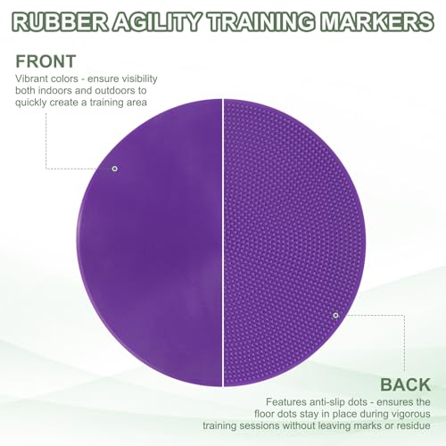 Spot Markers, Poly Spot Marker for Agility Training Floor Dots Non Slip Flat Field Cones - color: Purple, size: 19.5 cm/7.7inch