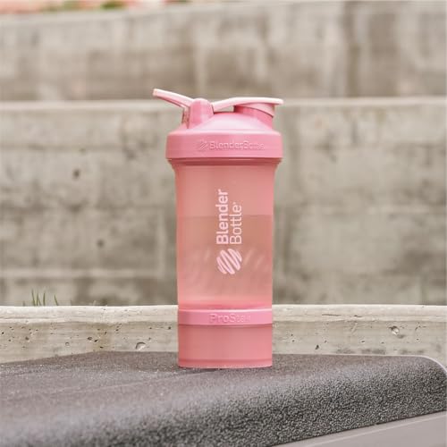 BlenderBottle Shaker Bottle with Pill Organizer and Storage for Protein Powder, Classic V2 ProStak System, 22-Ounce, Rose Pink - color: Rose Pink
