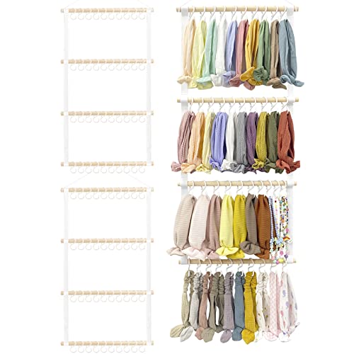 POVETIRE Headband Holder Head Bands Organizer for Girls, Baby Headbands Hair Accessories Organizer Storage Wall Hanging Decor for Nursery Toddler Girls Room - color: 2Pcs-Beige
