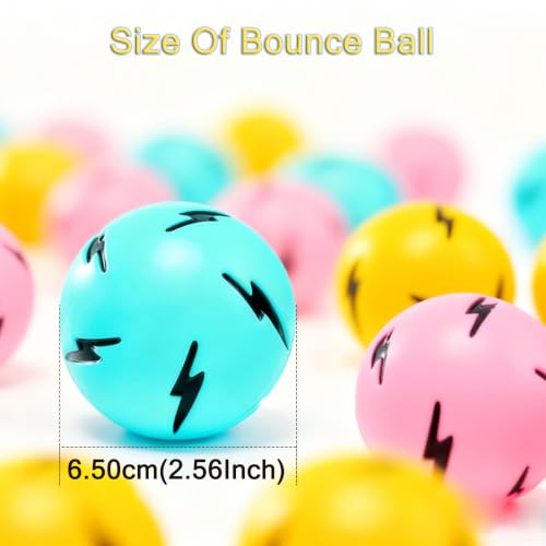 Super High Bouncing Ball for Kids, 3-Pack Extreme Bounce Balls, Lightning Pattern Sensory Toy, Reaction Training Ball for Outdoor Play, Party Favors (Yellow, Pink, Blue) - color: Pink