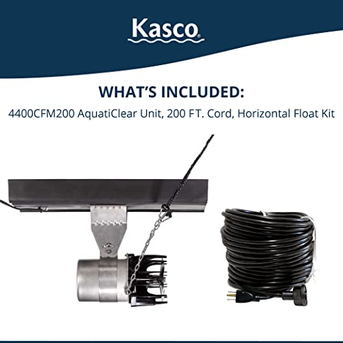 Kasco AquatiClear Water Circulator Pump w/Horizontal Float, 1 HP 120V with 200 ft. Electric Power Cord, Clog-Resistant Water Circulation Pump to Keep Dock, Marina & Shoreline Free of Debris - size: 200 Ft. Electric cord