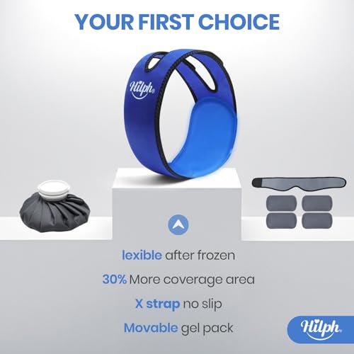 Hilph Jaw Ice Pack Wrap for Wisdom Teeth, TMJ, Large Coverage Therapy | Adjustable Face Ice Wrap with 2 Movable Gel Packs,Cold Therapy for Oral Surgery Recovery, X-shaped Straps for Secure Fit