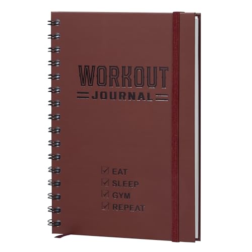 Nextnoid Hardcover Fitness Journal Workout Planner for Men & Women - A5 Sturdy Workout Log Book to Track Gym & Home Workouts - Burgundy - color: E.Burgundy, style: Fitness