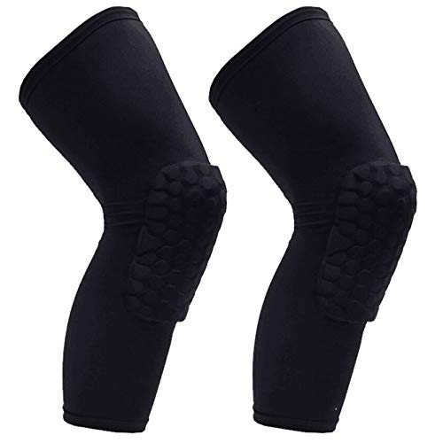 PISIQI Knee Pads Compression Pads Long Leg Sleeve Collision Avoidance Brace Protection Knee Sleeve for Basketball Football Volleyball Cycling (1 Pair) - color: Black, size: Large