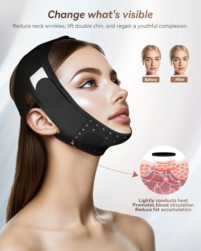 V-Line Sculpting Face Mask – Silicone Chin Strap for Jawline Tightening & Double Chin Reduction (23-27 Inches) Black - color: Matte Black