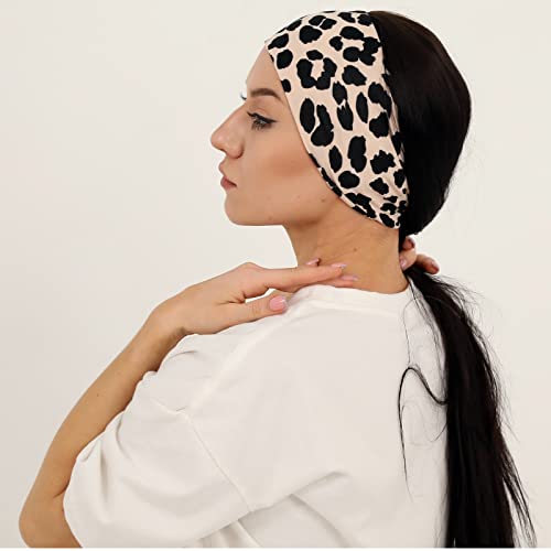 RITOPER Workout Wide Headbands for Women Non Slip, Super Soft Yoga Running Exercise Head Bands, Elastic Sweat Band Hair Bands for Women's Hair, Womens Solid Headband Hair Wrap - color: boho-black2