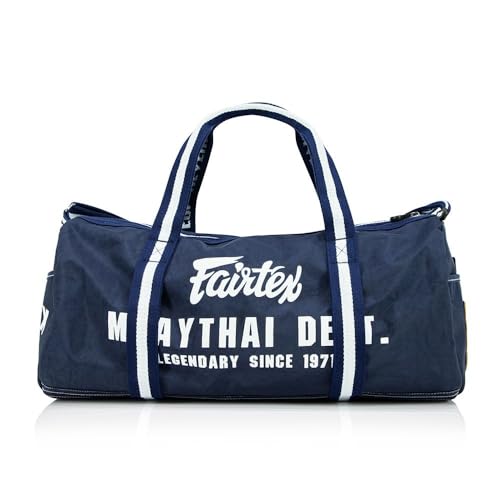 Fairtex BAG9 Retro Style Barrel Bag Thai Boxing Heavy Gym Bag Myay Thai MMA (Navy Blue) - color: Navy Blue