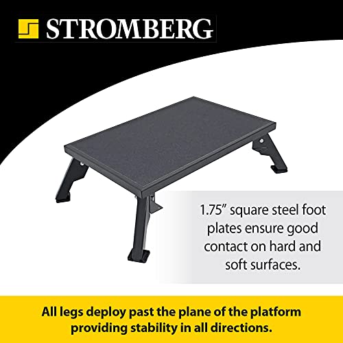 Stromberg Carlson 24″ x 16″ Adjustable RV Platform Step, Heavy-Duty Rust-Resistant Steel, Portable Step Stool for Campers, 4″ and 8″ Height, 300 lbs Capacity, Non-Skid Surface & Folding Legs | Folding legs adjust 4 in or 8 in height, rust-resistant powder