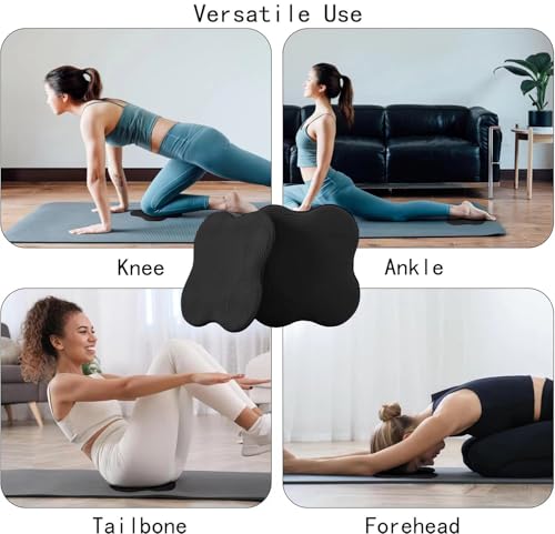 Yoga Knee Support Pad for Women Pilates Kneeling Cushion | Elbows Wrist Hands Head Foam Extra Thick Men Exercise Knees Pads Set of 6 Pieces - color: Black