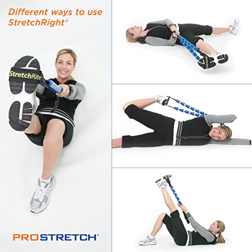 ProStretch StretchRite, Stretching Strap for Sore Muscles, Blue/White | Physical Therapy Stretching Strap with Grip Handles for Tight Muscles - color: Blue/White