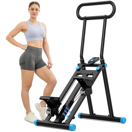 HXD-ERGO Stair Stepper for Home, New Version 6 Adjustable Resistance Vertical Climber Cardio Exercise Machine, Folding Stair Climber for Full Body Workout with Adjustable Handlebar - color: 6 Level Resistance-Black