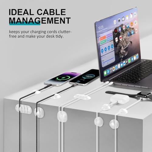 16Pack White Desk Cable Management,Adjustable Cord Organizer Cable Clips,Cable Organizer for Cords Phone Charger/PC/TV,Ideal Cord Holder for Nightstand/Wall/Desk/Office/Home/Car - color: White-16 Pack