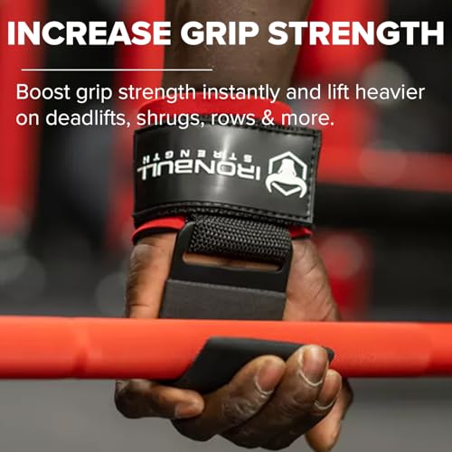 Iron Bull Strength Weight Lifting Steel Hooks (Pair) – Heavy Duty Lifting Wrist Straps - Deadlift Straps for Powerlifting- Thick Padded Workout Hook – Weightlifting Gloves for Heavy Lifting