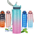 Water Bottle with Straw 1L,Boys Water Bottles with Straw 1 Litre,Waterbottle Leak-Proof Sports Water Bottle,Plastic Drinks Bottles Toxin Free，Bpa-Free (Cyan Pink) - color: 09-Cyan Pink