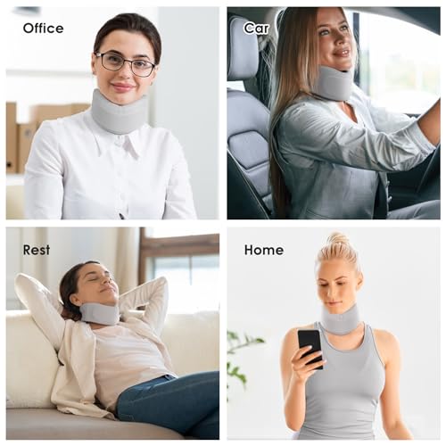 RESTCLOUD Neck Brace for Neck Pain and Support, Neck Support Brace, Adjustable Cervical Collar, Gray, 3" Tall, 19.5" Long - size: 3" Tall, 19.5" Long