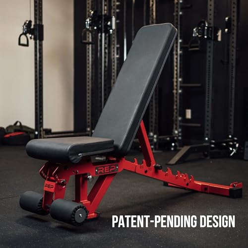 REP FID Foldable Weight Bench, Incline Decline Chair for Home Gym, Compact Portable Stationary Equipment, Heavy Duty Strength Training Platform, Adjustable Situp Dumbbell Workout Support, AB-3000 - color: Metallic Black