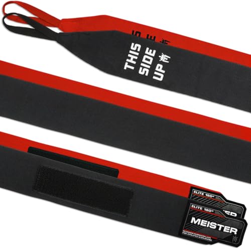 'Meister Elite 180'' Premium Adult Hand Wraps for MMA & Boxing - 2 Pair Pack w/Mesh Bag' | Premium double-woven elastic blend, maximum wrist support and knuckle protection for boxing, MMA and Muay Thai - color: Black & Blood Red