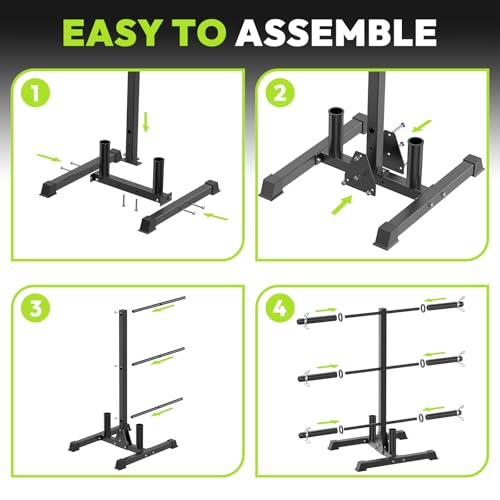 HANDBODE Weight Plate Rack with Barbell Storage, 1100 lbs Capacity | 6-Peg Vertical Holder for 1- or 2-Inch Plates, Heavy-Duty Organizer for Home Gym - style: 3-Tier Weight Plate Rack