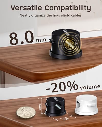 Magnetic Cable Clips 360° Rotation Cord Holder, 12 Pack Cord Organizer 1s Lock Cable Smooth Adjustable Desk Organizers and Accessories, Adhesive Cord Clips for Nightstand,Phone,Wall,Car,Home Office - color: Black, size: 12 PACK