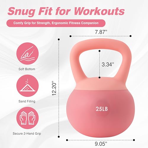 ALTLER Soft Kettlebell 10-50LBS Safe Strength Training Kettlebell Anti-Slip Grip Weight for Home Workouts and Men/Women/Beginners - size: 25LB