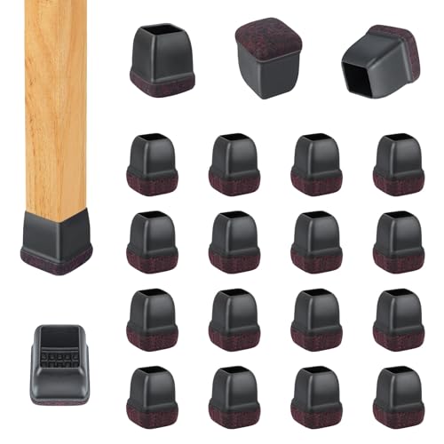 16-Pcs Square Silicone Chair Leg Floor Protectors, Thick & Durable | Protect Hardwood Floors from Scratches & Noise, Fit Dining Table & Bar Stool Legs (Fits 3/5" to 7/10") - size: S - 16 Pcs - Black