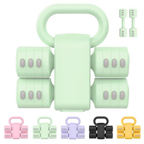 RINREA Adjustable Dumbbell Set, Hand Weight Dumbbells with Kettlebell Shell | ABS, Weight Adjustable, Quick Lock, Kettlebell & Dumbbell in 1 Set, Compact, Space-saving, Women, Home Gym, Office, Traveling - color: Green