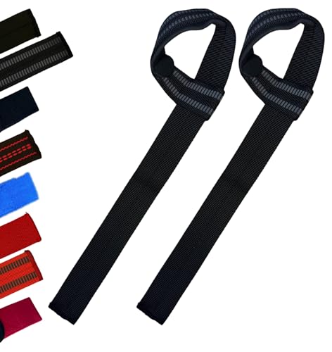 25" Powerlifting Straps (Pair) – Dominate Deadlifts with Heavy Duty Cotton Wrist Wraps – Maximum Grip Support for Strength Training & Weightlifting – Black/Red – For All Lifters: Newbies, Pros, Young Guns & Gym Vets - color: Black with Grey Padding