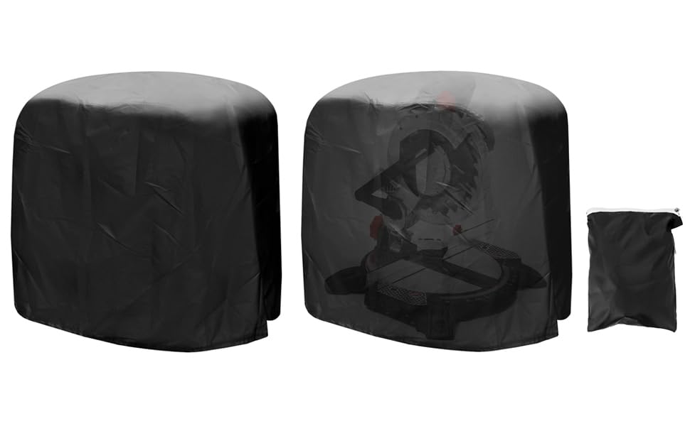 QWORK Dustproof Miter Saw Cover, 2 Pack Waterproof Covers, 210D Oxford Cloth with Bottom Drawcord Fits Most Miter Saws, Planers, Machine Tools, Black