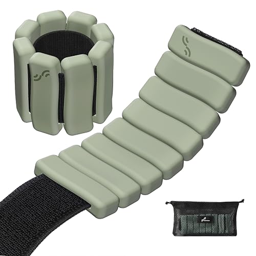 Sportneer Wrist & Ankle Weights for Women & Men Set of 2 (1LB/2LB Each) - Soft Silicone Arm & Leg Weights for Pilates, Yoga, Walking, Barre, Home Workout, Water Aerobics - color: Dusty Matcha, size: 2 Lb Pair (1 Lb Each)