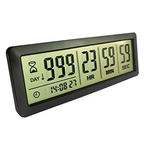 Digital Countdown Days Timer - Black Upgraded Big 999 Days Count Down Clock with Stand Strong Magnetic Back for Vacation Retirement Wedding Holiday - style: M220 Black Countdown Timer