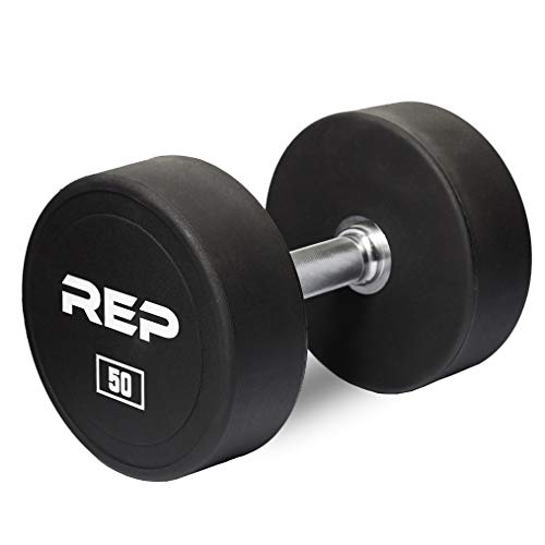 REP Fitness Urethane Coated Round Dumbbells, 5 to 100 lbs, Singles or Pairs, With or Without Rack, Steel Core, Rubber Encased, Chrome Handles, Professional Weights for Home Gym Strength Training - style: 5-50 lb set