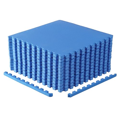 CAP Puzzle Exercise Mats | 1” Thick EVA Interlocking Foam Tiles for Home Gym Flooring | Multiple Options - color: T - Blue, style: 12 Tiles (48 SQ FT)