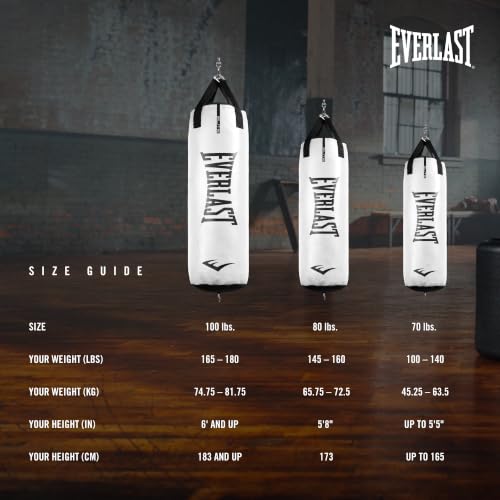 Everlast Elite Punching Bag | Durable Boxing MMA, Adults | Muay Thai - color: White - Bag Only, size: 80 lb