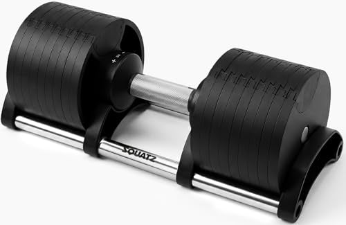 SQUATZ Adjustable Dumbbells with Quick Weight Change, Space-Saving Dumbbell Set with Anti‑Slip Handle, Secure Locking System, Heavy‑Duty Plates & Base for Home Workout and Strength Training - size: 70 LB - Single