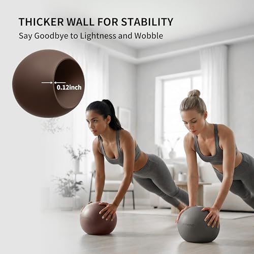 Pilates Ball 8 inch, Small Yoga Ball Extra Thick, Mini Pilates Ball with Pump, Non-Slip Surface Small Exercise Ball for Physical Therapy, Stretching, Strength & Core Training - color: Brown Coffee