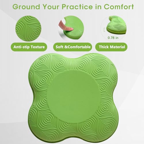 2 Pack Yoga Knee Pads Mat Set - Extra Thick Foam Kneeling Pad Cushion for Knees, Elbows, Wrists, Head - Yoga Essentials for Women Men, Non-Slip Pilates, Meditation, Floor Workouts - color: green