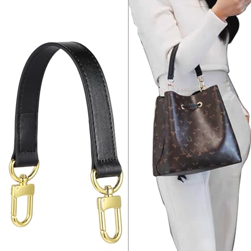 Genuine leather purse Handle compatible with Neonoe for Metis Noe BB NM Beaubourg Hobo - color: Black-purse Handles