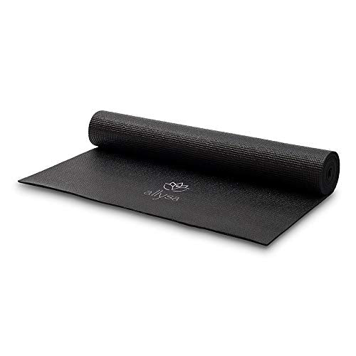 Weddingstar Customizable No-Slip Black Yoga Mat - color: Lotus Flower
