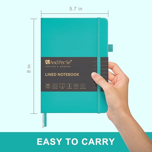 &And Per Se Lined Notebooks 3-Pack Gift Set, A5 Hardcover Journals, 160 Pages 100gsm Thick Paper, 3 Assorted Colors (Red, Turquoise & Lime Green) - color: Red,Turquoise&Lime Green, style: 3 Pack-Lined