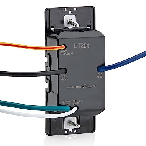 Leviton Countdown Switch for lights, attic, heaters, pool pumps, 30 min, 1-2-4 hour, Neutral Wire Required, 20A, 1 HP/16A Fan/Motor, Single Pole, Multi-Way or Multi-Timer, DT204-1LW, White - style: 1-2-4 hour, Neutral Wire Required