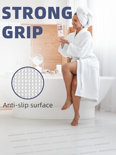 Secopad Original Anti-Slip Shower Stickers for Bathtub & Shower Floor, Strong Adhesive Safety Strips with Scraper Ideal for Families with Kids, Adults & Seniors, 12 PCS (Clear) - color: Clear