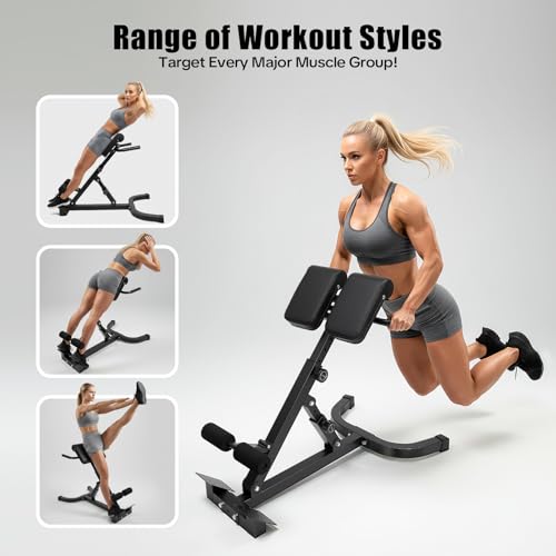 Back Extension Bench, 330 Lbs Weight Capacity, Back Exercise Equipment, Roman Chair Back Extension, Foldable Workout Bench Machine for Home