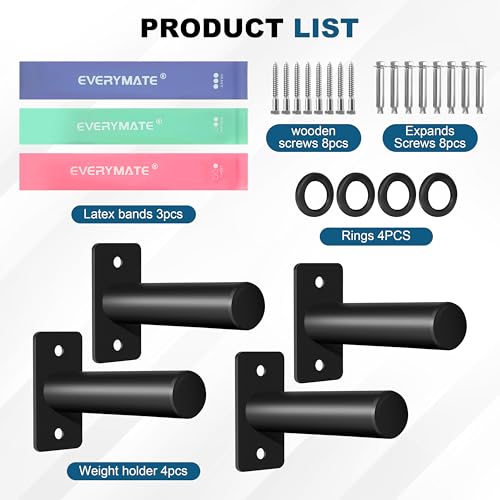 EVERYMATE Weight Plate Rack, Wall Mount Weight Plate Holder for Bumper Plates, Max Weight Capacity 330 lb, Home Gym Organizer - size: 2-inch-4Pack