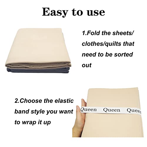 12 Pieces Bed Sheet Organizer Bands, Closet Organization Sheet Straps, Linen Labels Bedding Bands, Elastic Bed Sheet Storage Sheet Keepers （6PcsQueen 6PcsKing ） - color: White, size: 12PCs (6 Queen & 6 King)