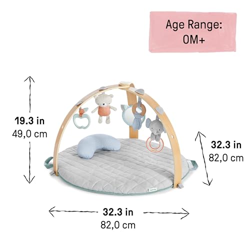 Ingenuity Cozy Spot Reversible Duvet Activity Gym & Play Mat with Wooden Toy bar - Loamy, Newborn and up - color: Loamy