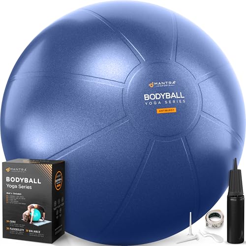 Exercise Ball – Yoga Ball for Pilates & Fitness - Birthing for Pregnancy, Stability, Core, Balance, Therapy for Physical Rehab, Workout for Home Gym & Office Chair, Fast Pump Included - color: Indigo, size: L (for Height 5'4" - 5'10")