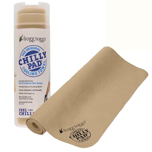 FROGG TOGGS Chilly Pad, Instant Cooling Towel, Long Lasting, Reusable, Sports and Outdoors Neck Towel 33x13 - color: Sand